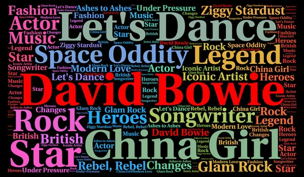 David Bowie illustration konceptet word cloud — Stockfoto