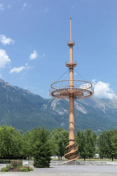 The mast tower of the winter Olympic opening ceremony in 1992 in Albertville, France — Stock Photo, Image