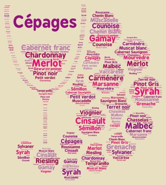 Varietal üzüm Fransa kelime bulutu