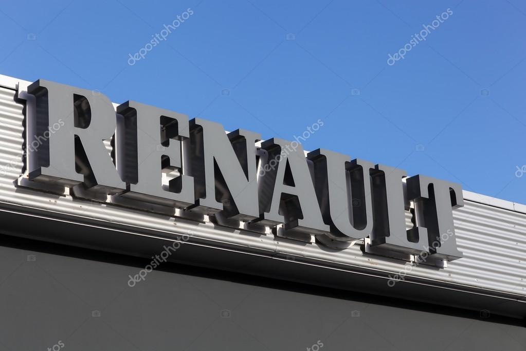 Aarhus, Denmark - January 17, 2016: Signage at Renault car dealer's building in Aarhus. Renault is a french car manufacturer producing cars, vans, buses and trucks