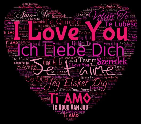 Ich liebe dich in verschiedenen Sprachen Wortwolke — Stockfoto