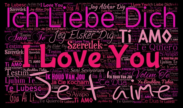 Ich liebe dich in verschiedenen Sprachen Wortwolke — Stockfoto