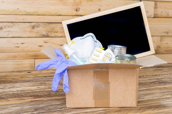 Коробка Пожертвований Виде Пандемии Спереди — стоковое фото