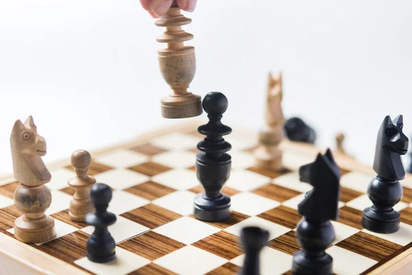 Шахматная Борьба Белом Фоне — стоковое фото