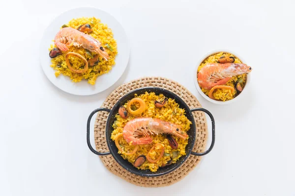 Paella Typisch Spanisches Essen Granithintergrund — Stockfoto