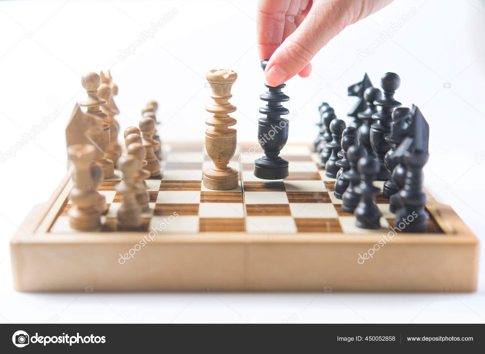 Empresária Pensando Como Jogar Estratégia Negócios Conceito Xadrez