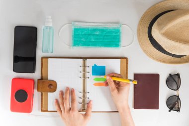 covid ile plan gezisi (maske ve dezenfektan)