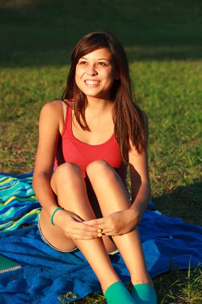 Bela menina da faculdade — Fotografia de Stock