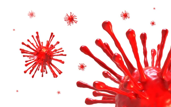 Coronavirus Covid Particles Floating Air Concept Rendering Illustration — Stock Photo, Image