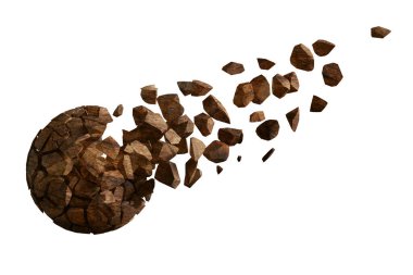 Beyaz arkaplanda izole kaya.