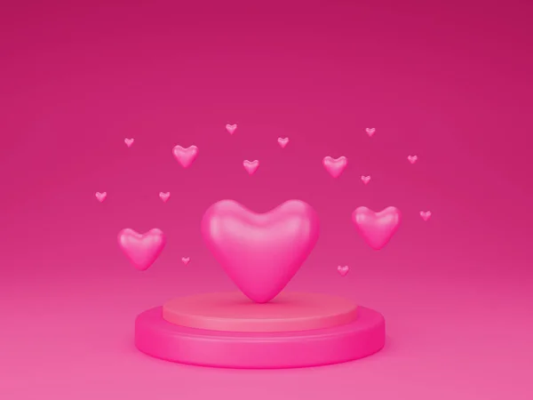 Srdce Ukazuje Pódiu Pro Valentine Koncept — Stock fotografie