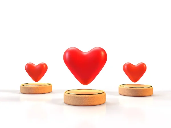 Corazón Rojo Mostrando Podio Para Concepto San Valentín Ilustración Representación —  Fotos de Stock