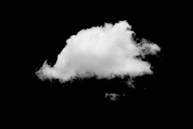 Siyah arkaplanda beyaz bulutlar izole.