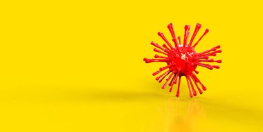 Coronavirus, Covid-19 parçacıkları havada süzülüyor, konsept 3D resimleme.