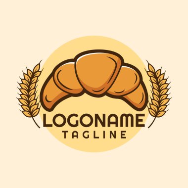 Kruvasan logo şablonu, restoran ve fırın için uygun.