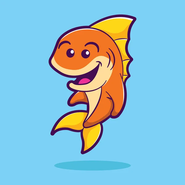 Illustration Vectorielle Dessin Animé Poisson Mignon Concept Animal Marin — Image vectorielle