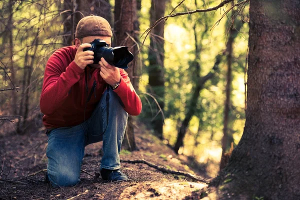 Fotógrafo de natureza no trabalho — Fotografia de Stock