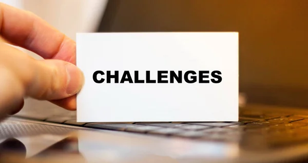 Desafios Antes Dia Útil Contra Pano Fundo Laptop Desligado — Fotografia de Stock