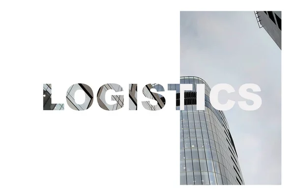 Business Text Logistics Background Glass Office Building — Fotografia de Stock