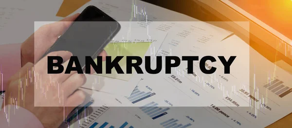 Podnikatel Studuje Práci Postup Bankruptcy Spustit Pozadí Kanceláře — Stock fotografie