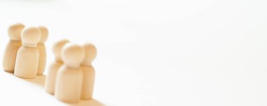 Concept of a group of people in front of a white empty road. Business concept with place for text