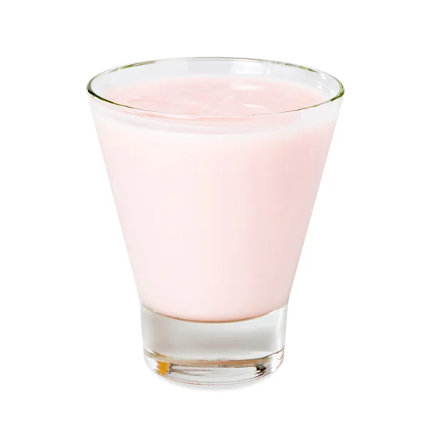 Yogurt alla frutta in un bicchiere isolato su sfondo bianco — Foto Stock