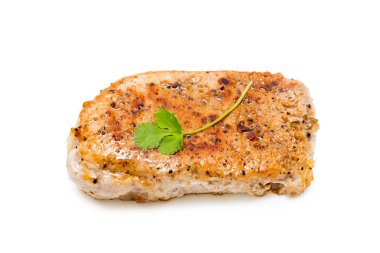 Beyaz bir arka plan üzerinde izole ızgara sığır eti biftek