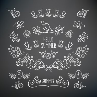 Merhaba yaz. Dekoratif öğeleri ayarlayın.