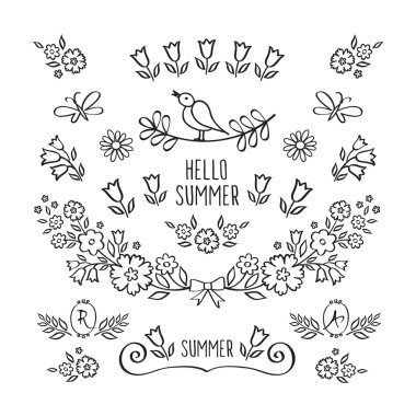 Merhaba yaz. Dekoratif öğeleri ayarlayın.