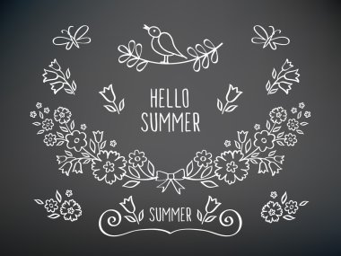 Merhaba yaz. Dekoratif öğeleri ayarlayın.