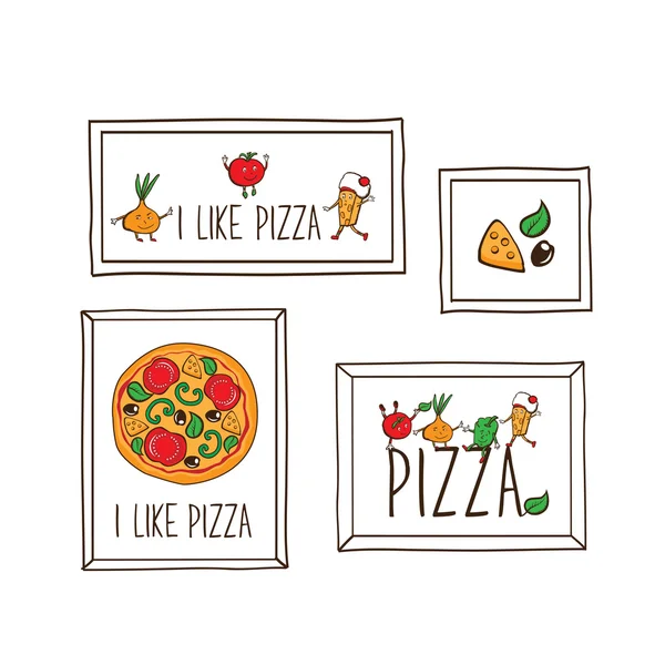 Me gusta la pizza. Plantilla de menú de pizzería . — Vector de stock