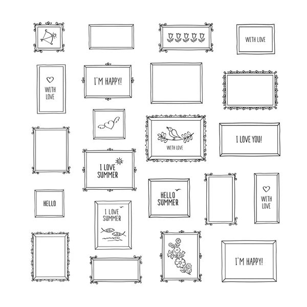 Conjunto de molduras decorativas desenhadas à mão . —  Vetores de Stock