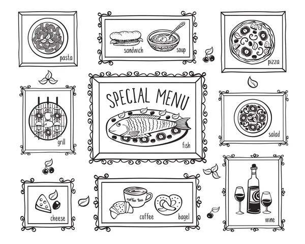 Set elementen voor restaurant menu — Stockvector