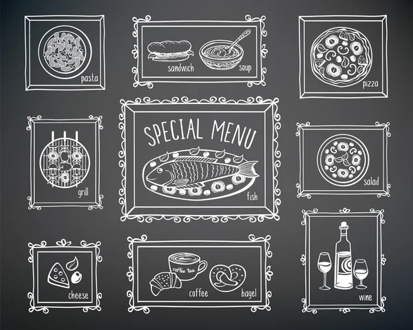 Ensemble d'éléments pour menu restaurant — Image vectorielle