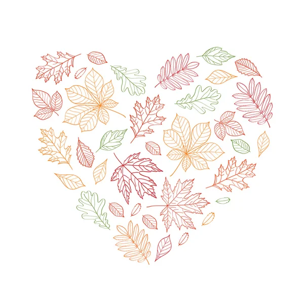 Heart composed of autumn leaves. — Stock Vector