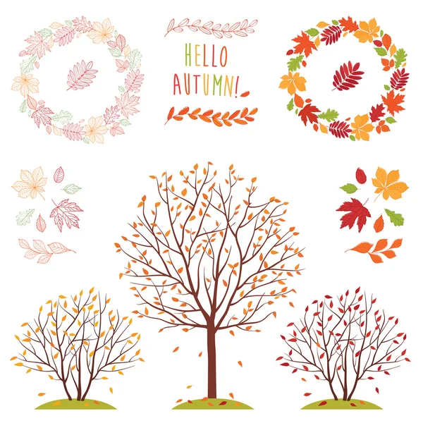 Wreathes of autumn leaves — Stock Vector