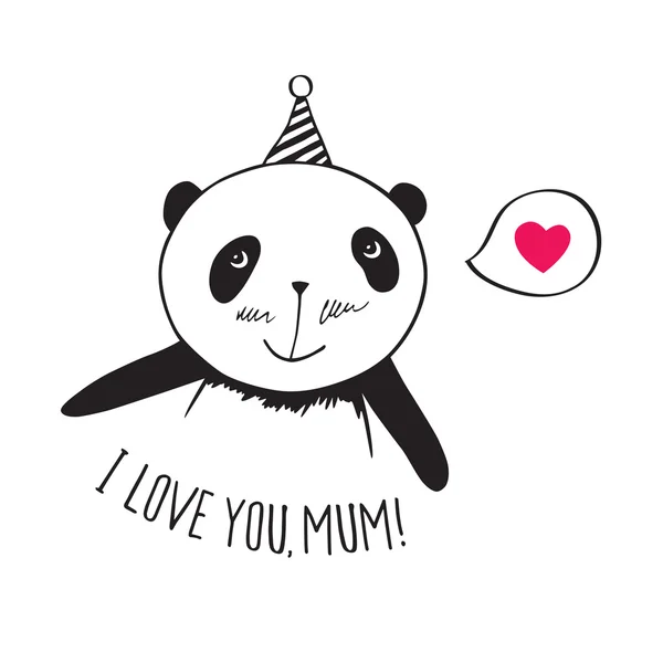 Kalp ile küçük sevimli panda. 