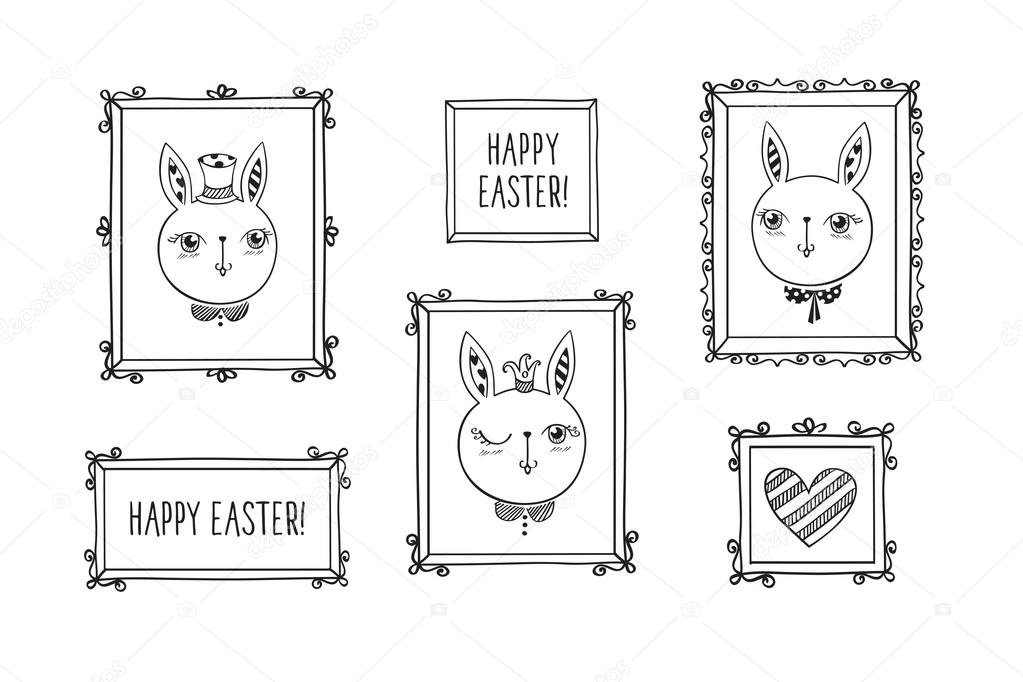 photo frames with cute rabbits 