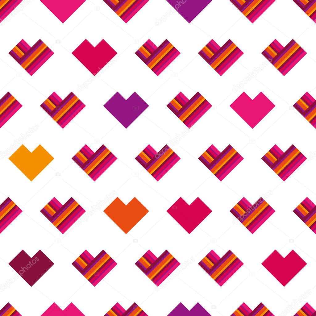 Modern seamless pattern for Valentine's Day with hearts. Trendy background for textile, wallpaper, covers, print, wrap, surface, scrapbooking. Vector.
