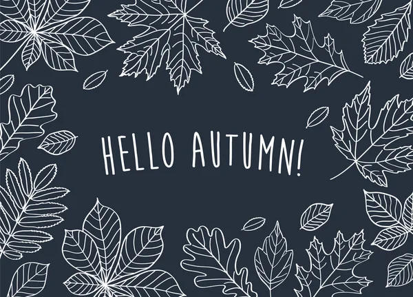 Ciao autunno! Foglie d'autunno — Vettoriale Stock