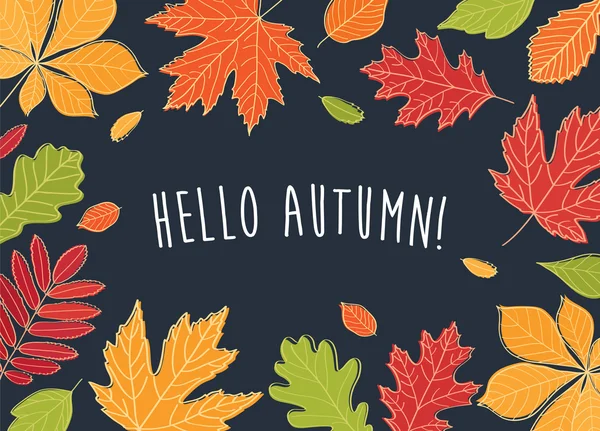Bonjour automne ! Feuilles d'automne — Image vectorielle
