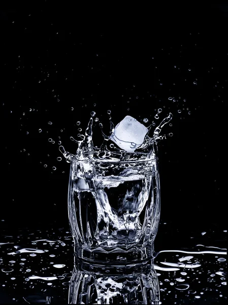 Glass ice splashing — Stock Photo, Image
