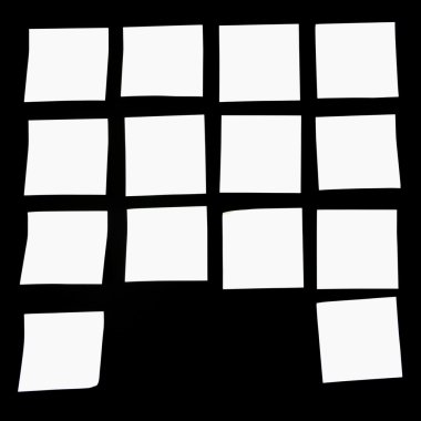 siyah bir zemin üzerine beyaz çıkartmaları