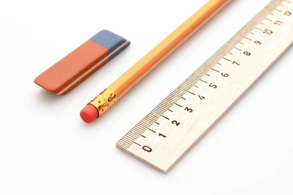 木尺铅笔 — 图库照片