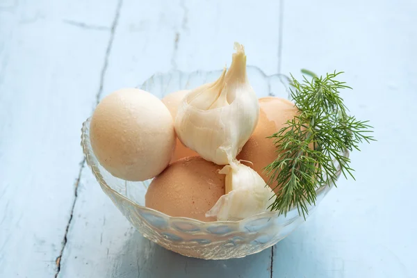 Eggs garlic Stock Snímky