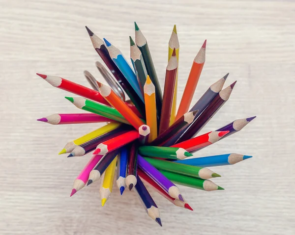 Sharpened colored pencils top view — Stock Photo, Image