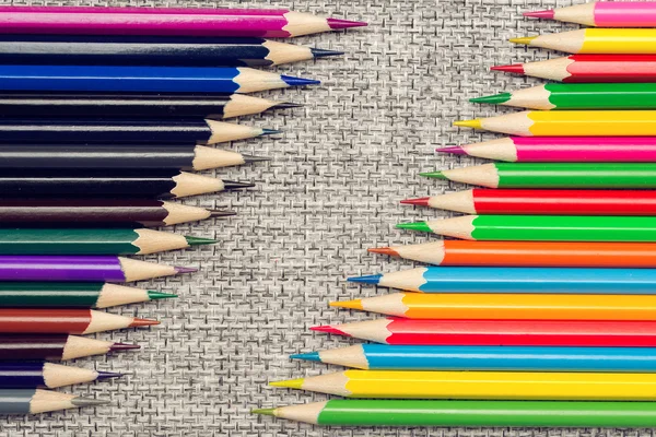 Sharpened colored pencils top view — Stock Photo, Image