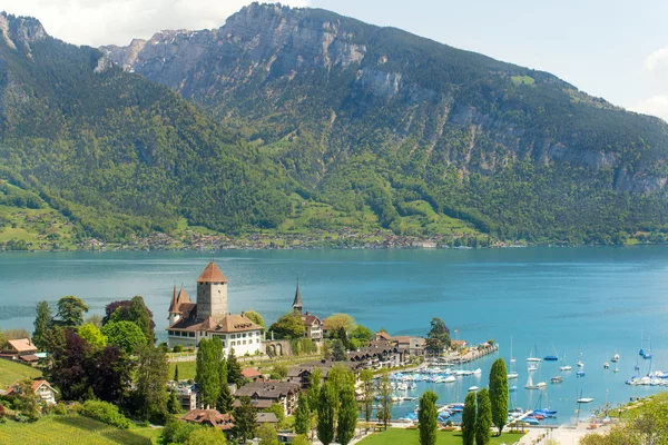 ベルン、スイスのトゥーン湖にシュピーツ城 — ストック写真