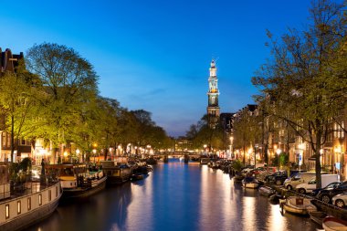 Amsterdam, Hollanda - Amsterdam Westerkerk kiliseye görüntüsünü