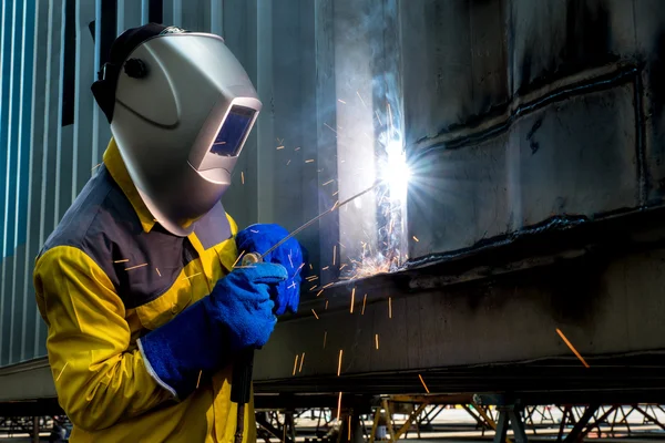 Industry, Woker, Welding concept - Industry worker with welding — Stock Photo, Image